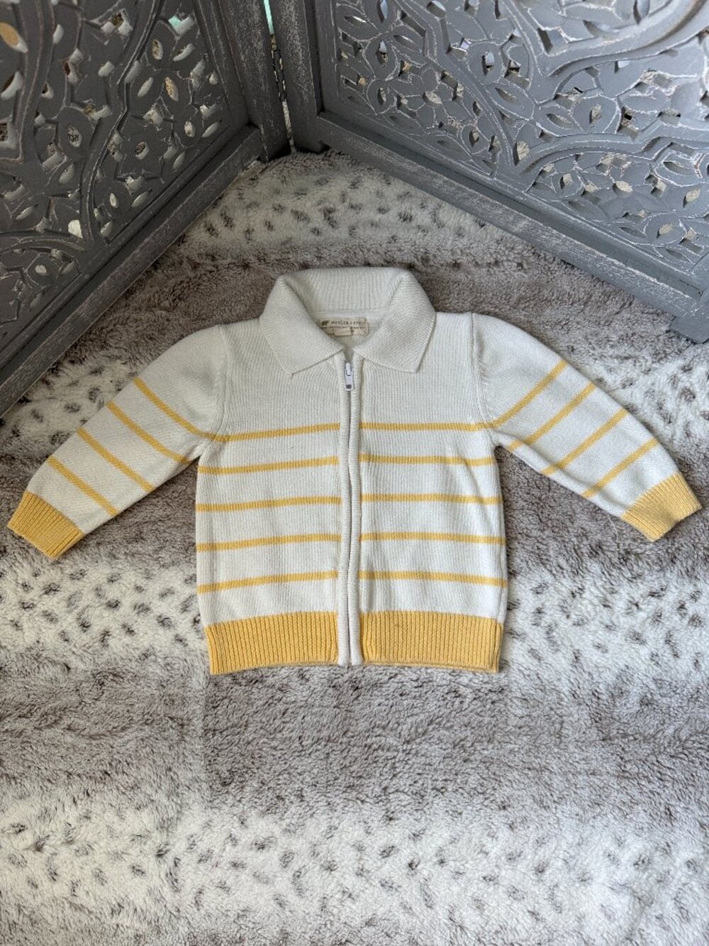 Monica & Andy knit zip up jacket baby boys 12-18 months preppy stripes winter
